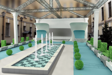 Проектирование и строительство фонтанов в торгово-выставочных и деловых центрах