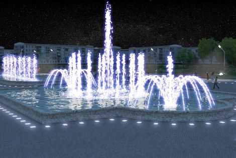 Проект комплекса фонтанов на городской площади в Казахстане
