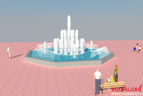 Строительство фонтана на площади в Таганроге	