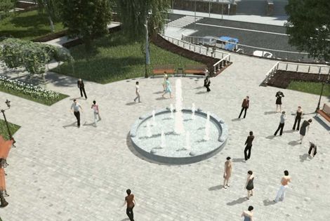 Проект фонтана с ландшафтными светильниками на территории санатория в Есентуках
