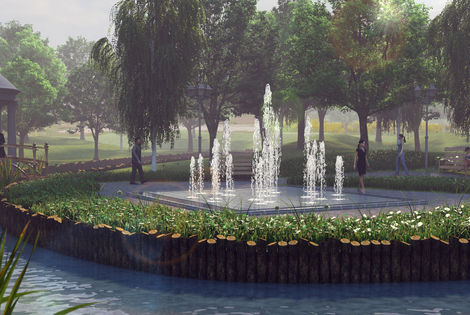 Проект пешеходного фонтана в парке Иркутской области