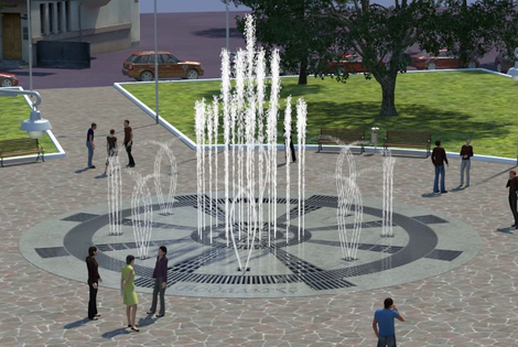 Проект пешеходного цветомузыкального фонтана на площади в Красноярске