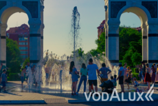 Строительство пешеходного цветодинамического фонтана в Астрахани