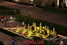 Пешеходный блочный фонтан с засыпкой галькой — дизайн концепция
